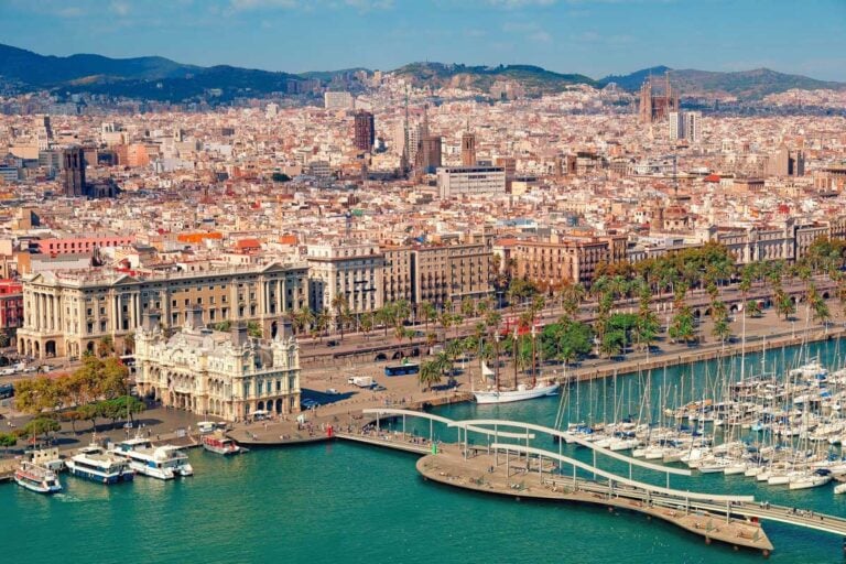 An aerial view of Barcelona city