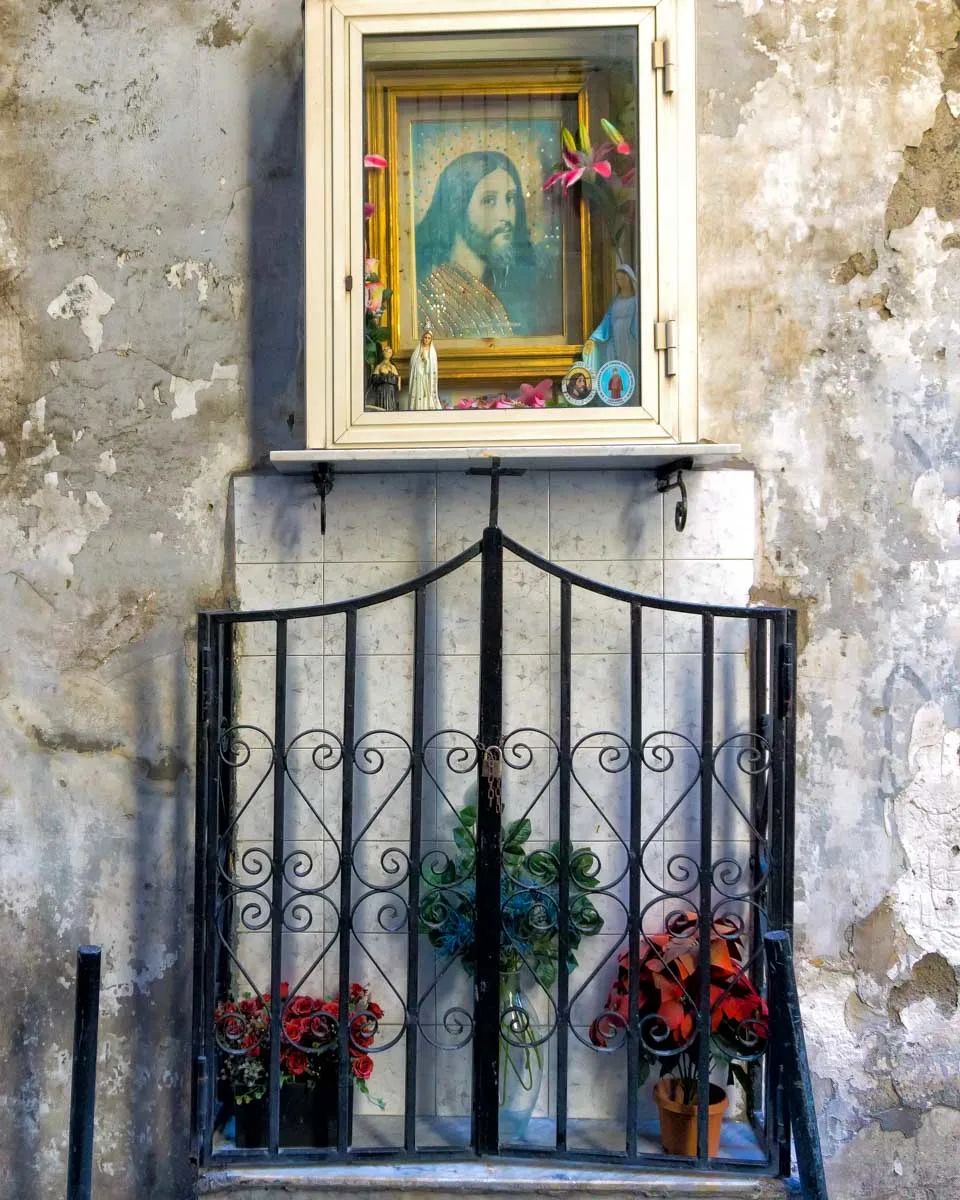 An alter in the Spanish Quarter of Naples Italy