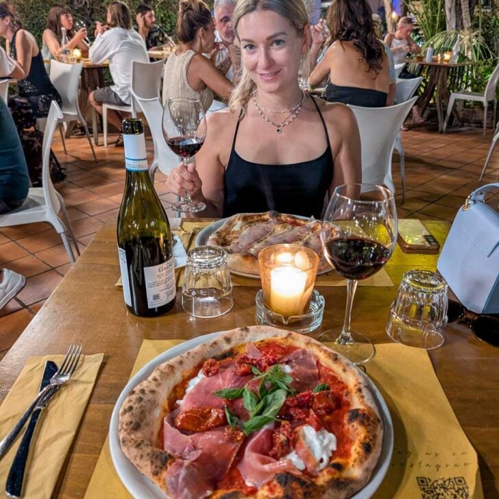 Bailey enjoys pizza in Naples Italy