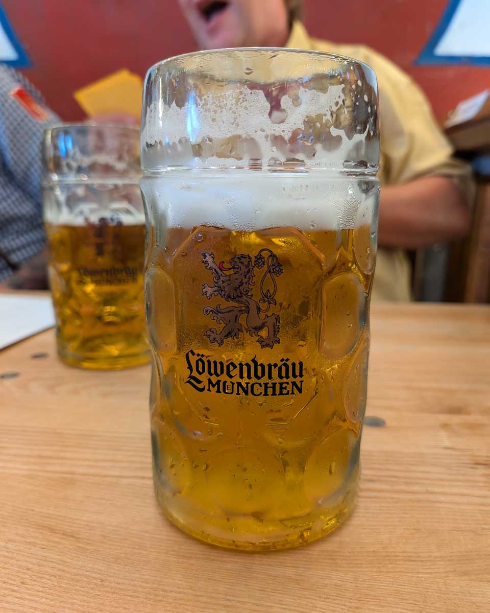 Beer-drank-at-a-beer-hall-in-Leavenworth on a tour from Seattle Washington