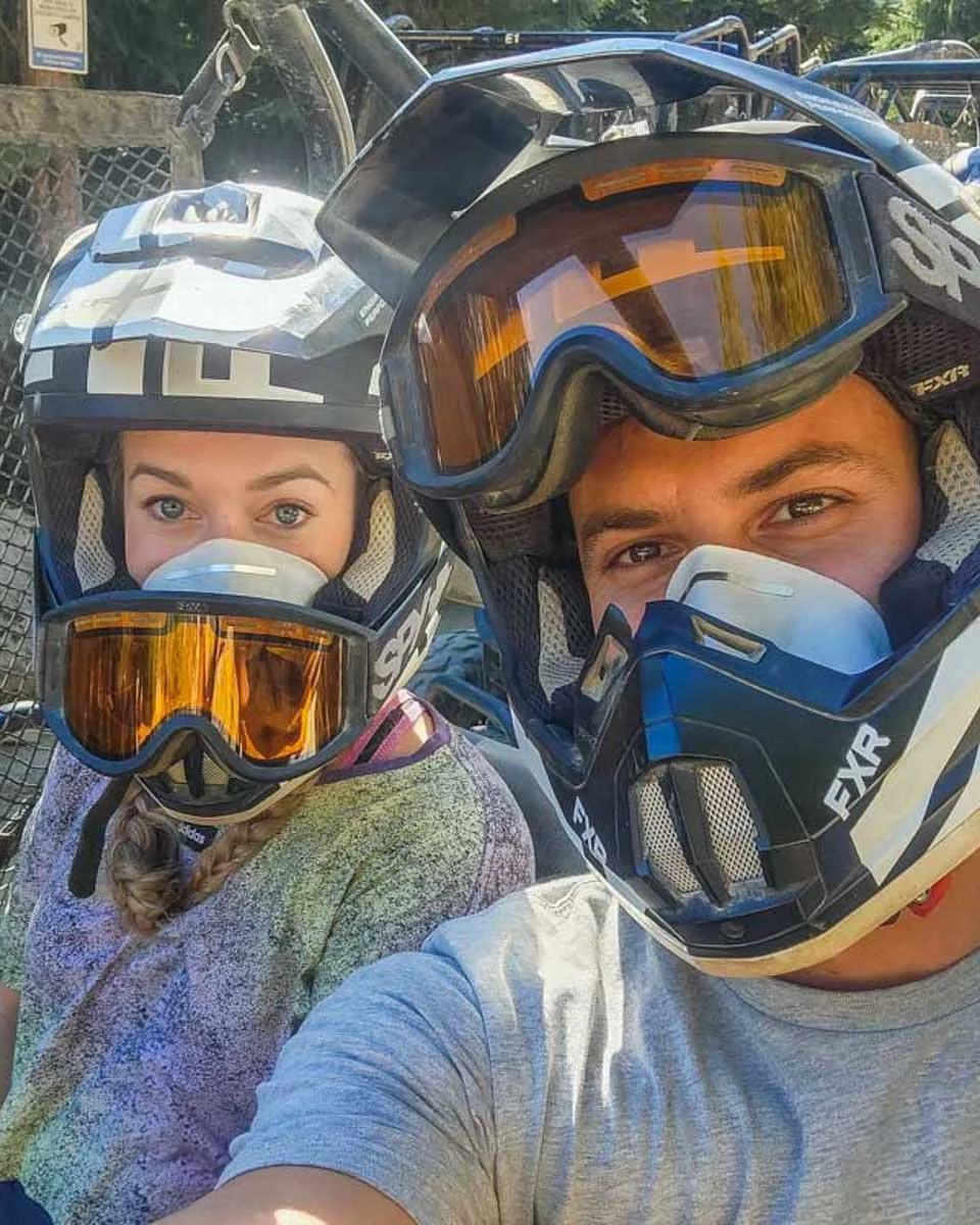 Daniel-and-Bailey-take-a-selfie-while-ATVing-on Gran Canaria the Canary Islands