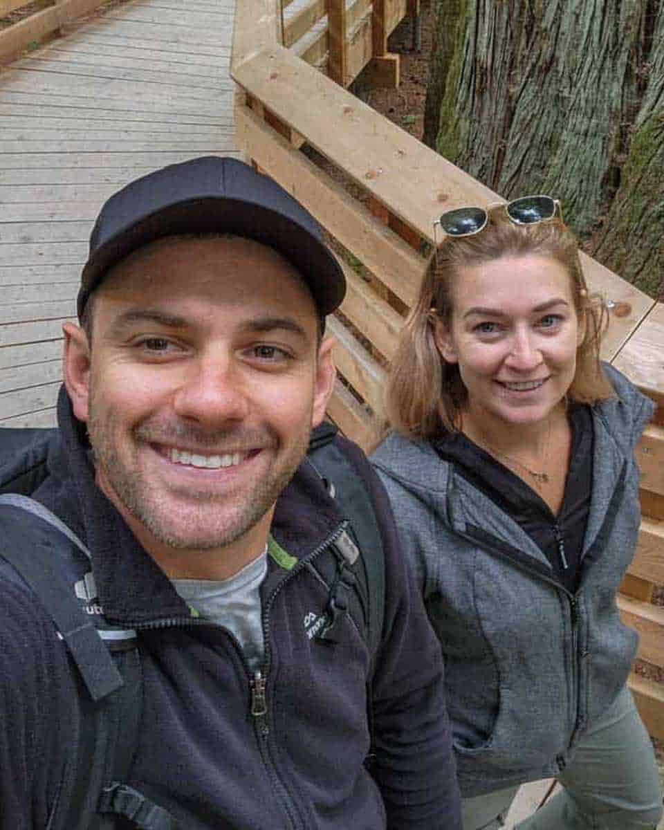Daniel-and-Bailey-take-a-selfie-while-walking-in-Portland Oregon