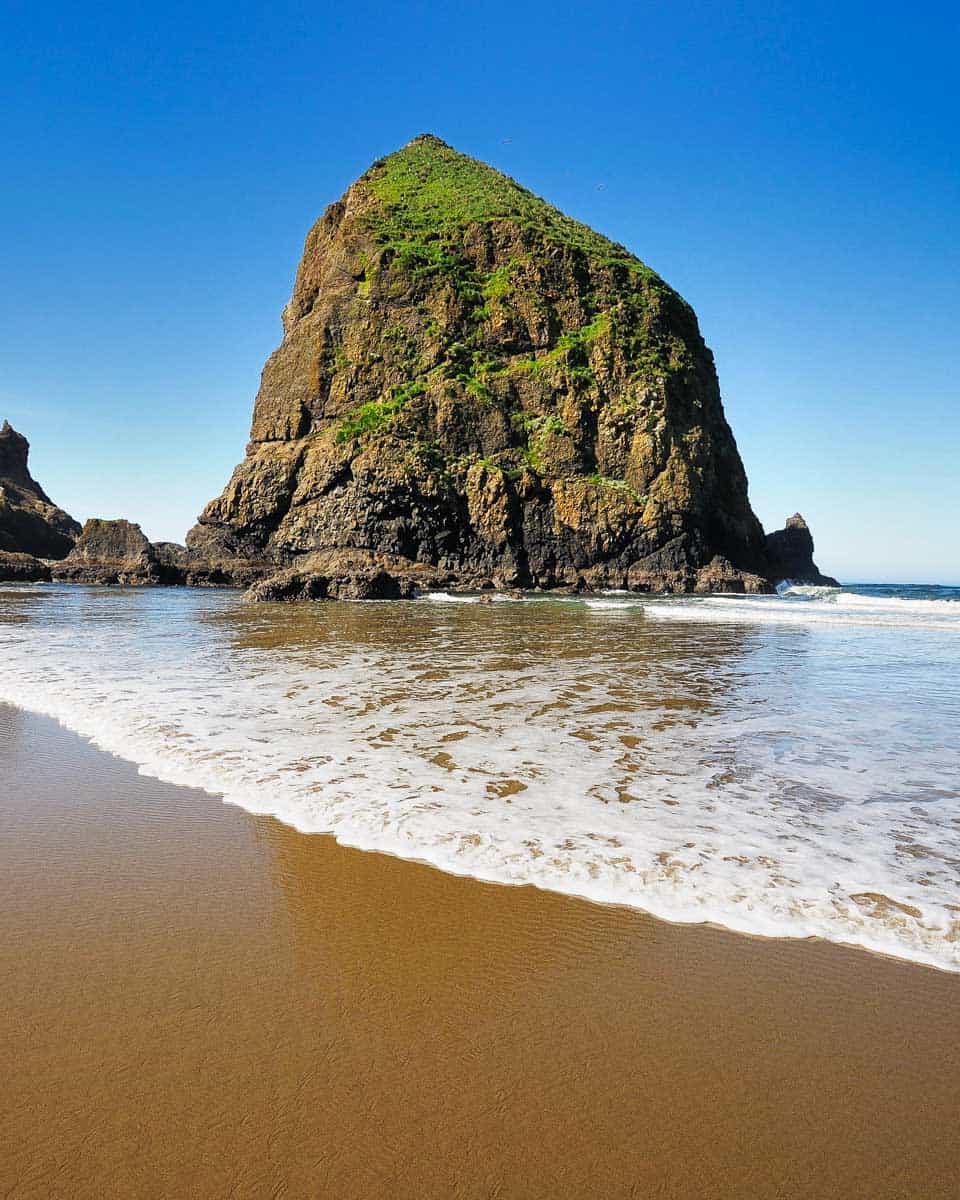 Haystack Rock at Cannon Beach seen on a tour from Portland Oregon