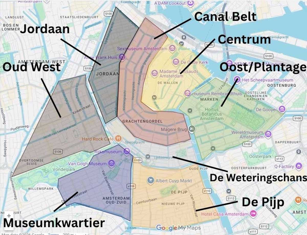 Amsterdam where to stay map