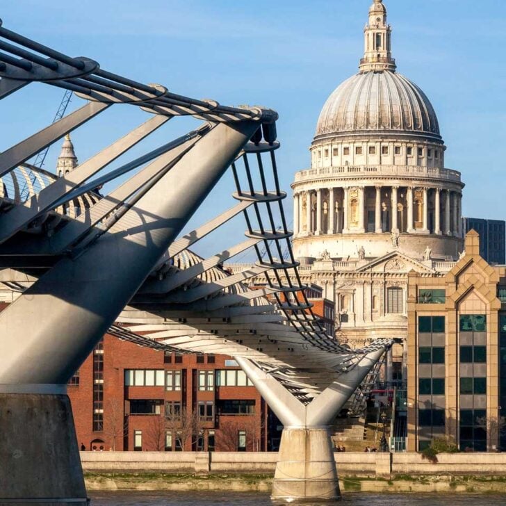 Millennium bridge and St Pauls Cathedral in London