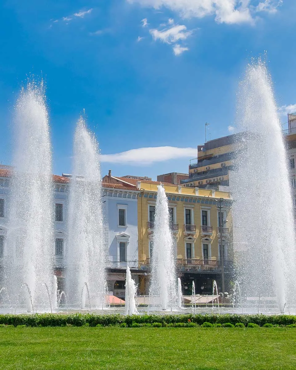 Omonia Fountain in the City Center of Athens Greece