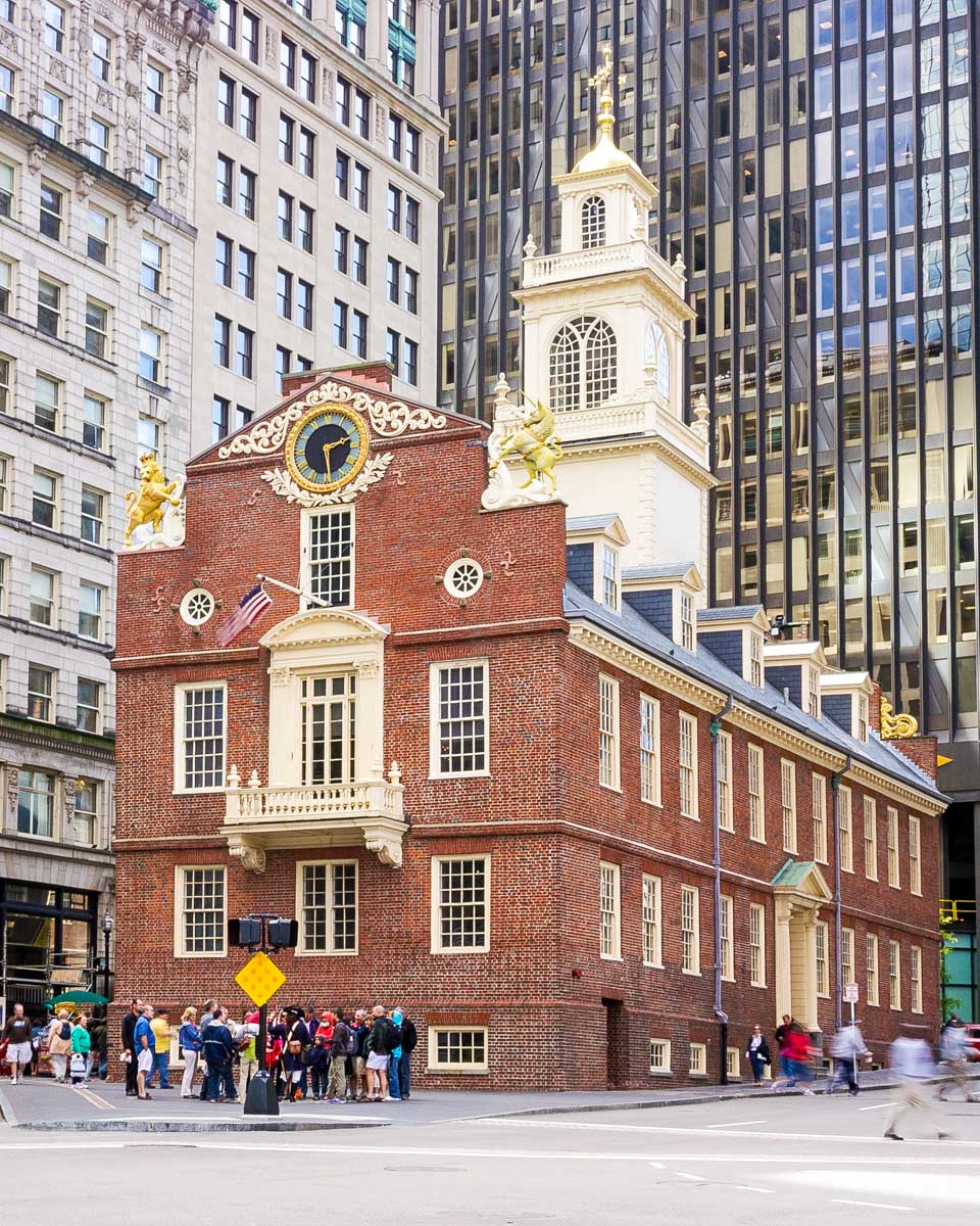People at the Old State House in Boston Massachusetts