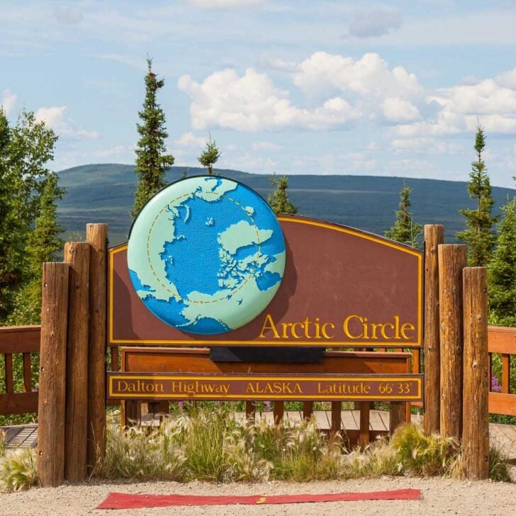 The Arctic Circle sign on the Dalton Highway seen on a tour from Fairbanks Alaska 2