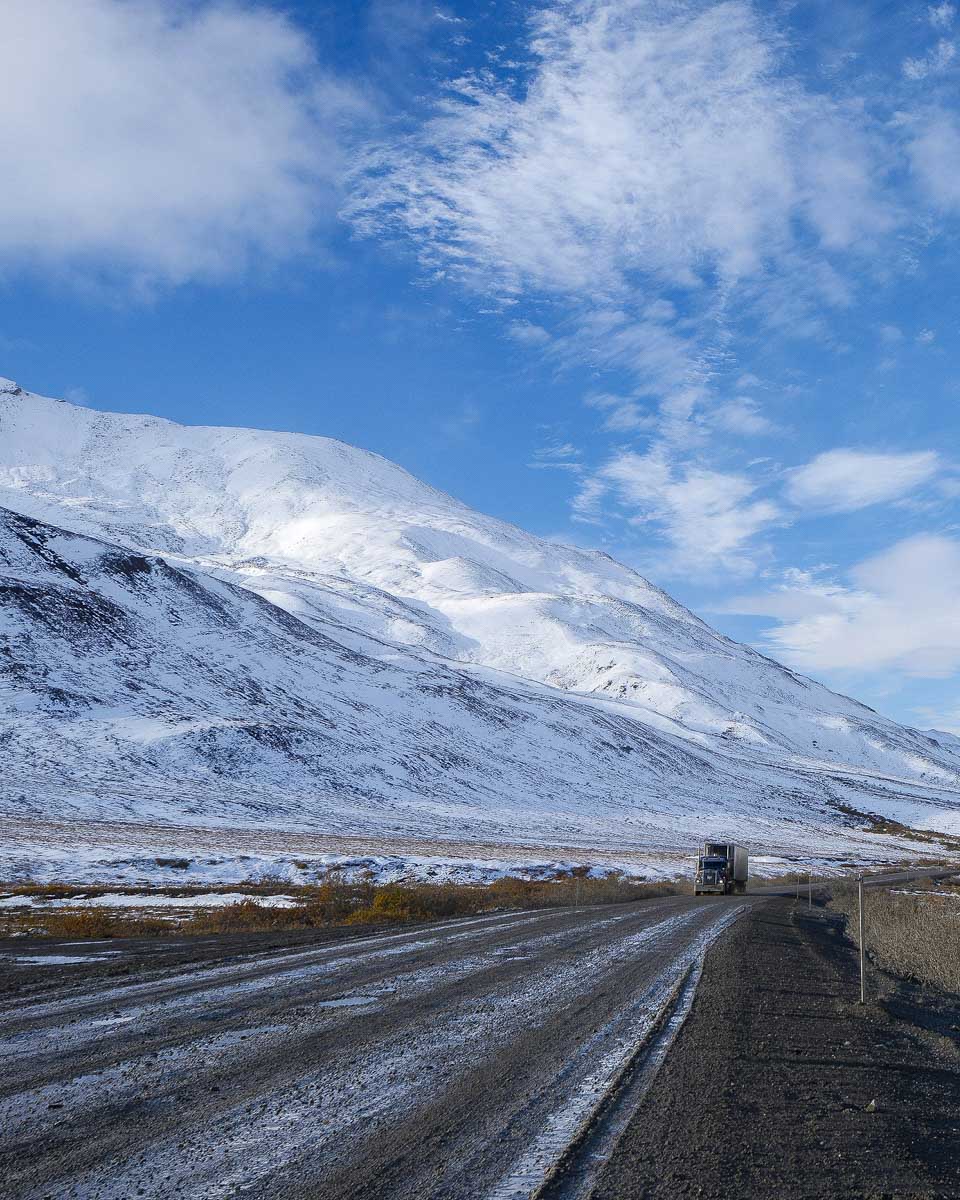 The Dalton Highway during winter on a tour from Fairbanks Alaska