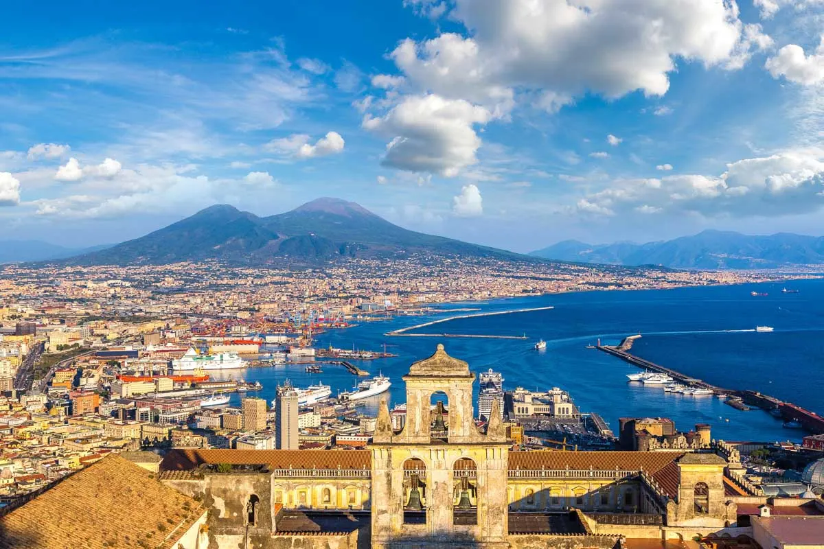 The Naples cityscape in Naples Italy