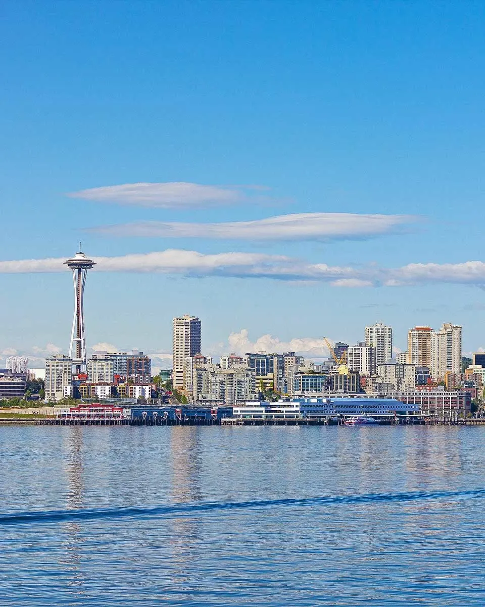 Views of Seattle seen from the harbor on a cruise in Seattle Washington