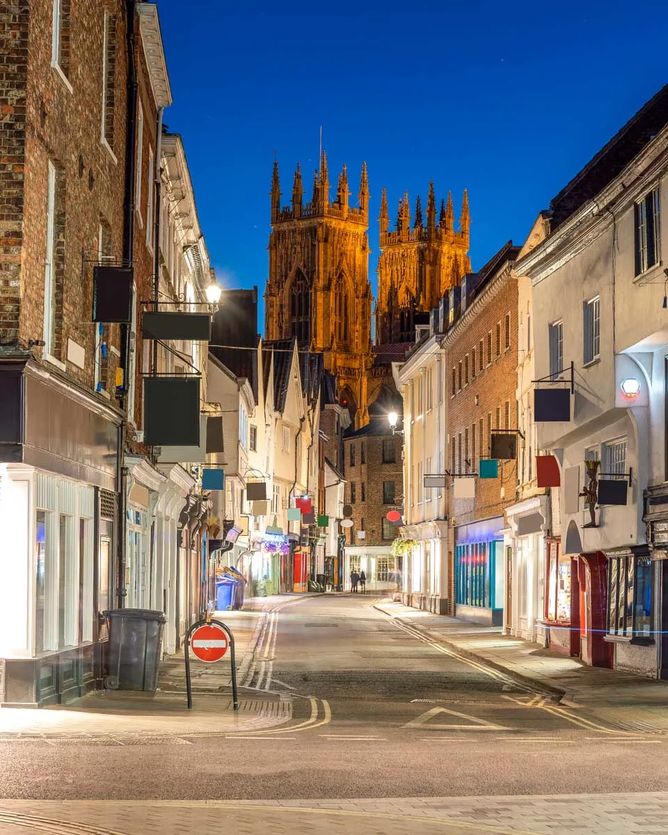 A street at night seen on a ghost tour of York United Kingdom