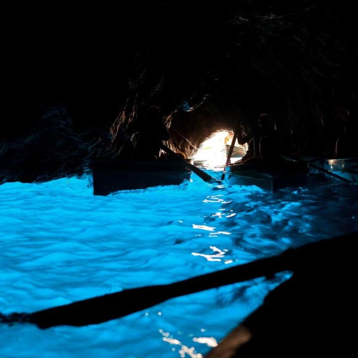 Blue Grotto seen on a tour of Capri on the Amalfi Coast Italy