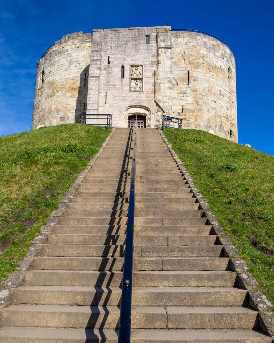 Clifford's Tower seen on a walking tour of York United Kingdom