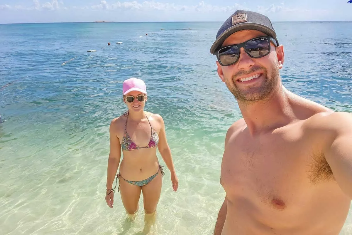 Daniel-and-Bailey-take-a-selfie-on-the-beach-of-Myrtle Beach South Carolina