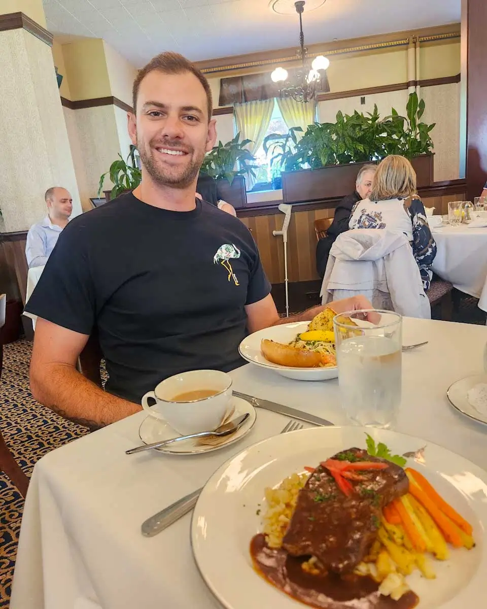 Daniel having lunch at the Parliamentary Dining Room in Victoria BC