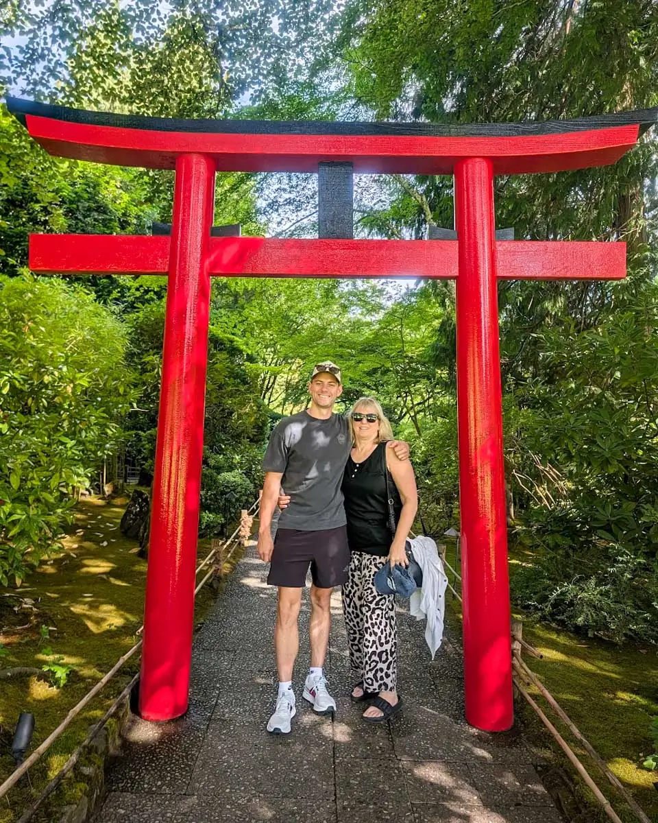 Daniel posing with her mum at The Butchart Gardens in Victoria BC