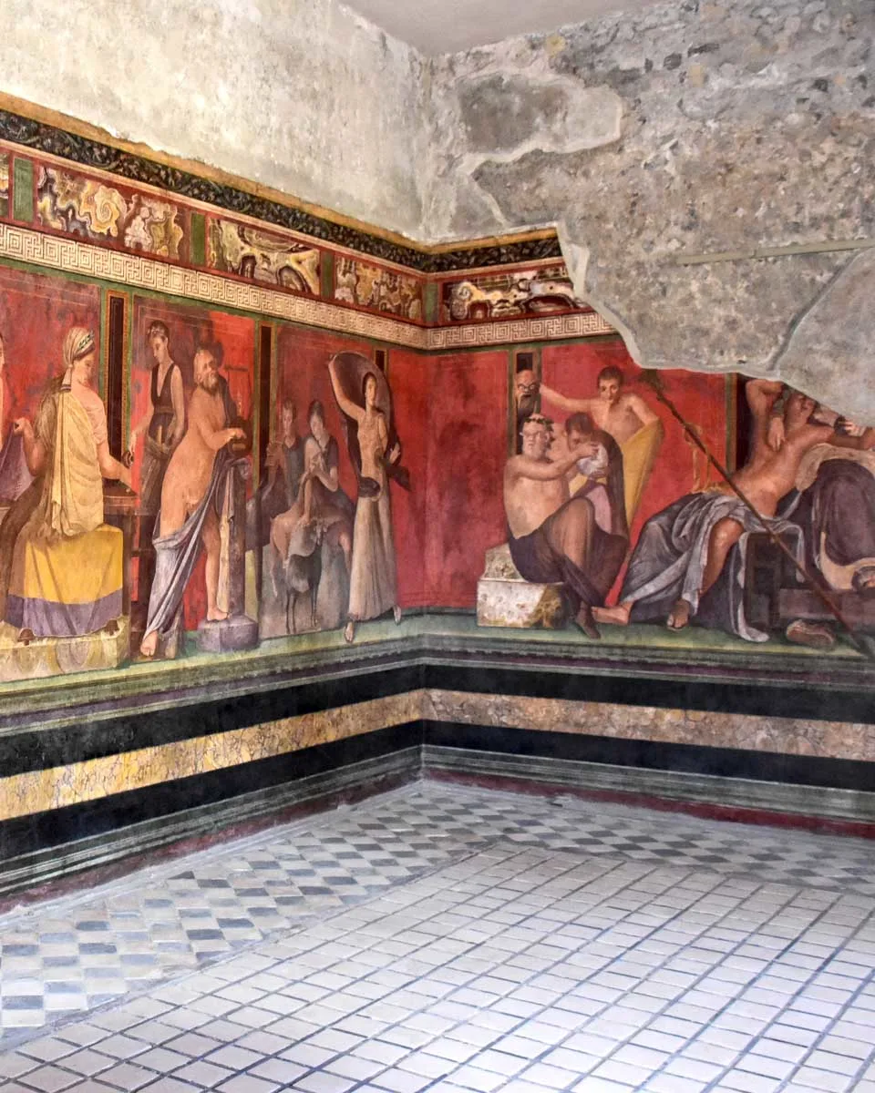 Part of the ruins of Pompeii seen on a tour from Rome Italy
