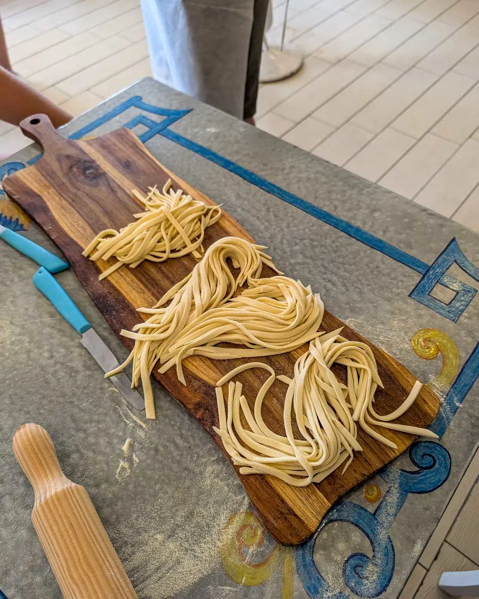 Pasta noodles-made-during-a-cooking-class-in-Riomaggiore Cinque Terre Italy