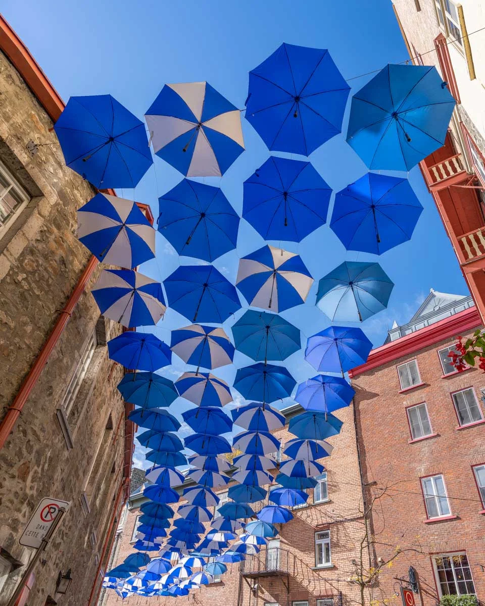 Umbrella-Alley-in-Old-City-Quebec-City-seen-on-a-walking-tour-Quebec seen on a tour from Montreal