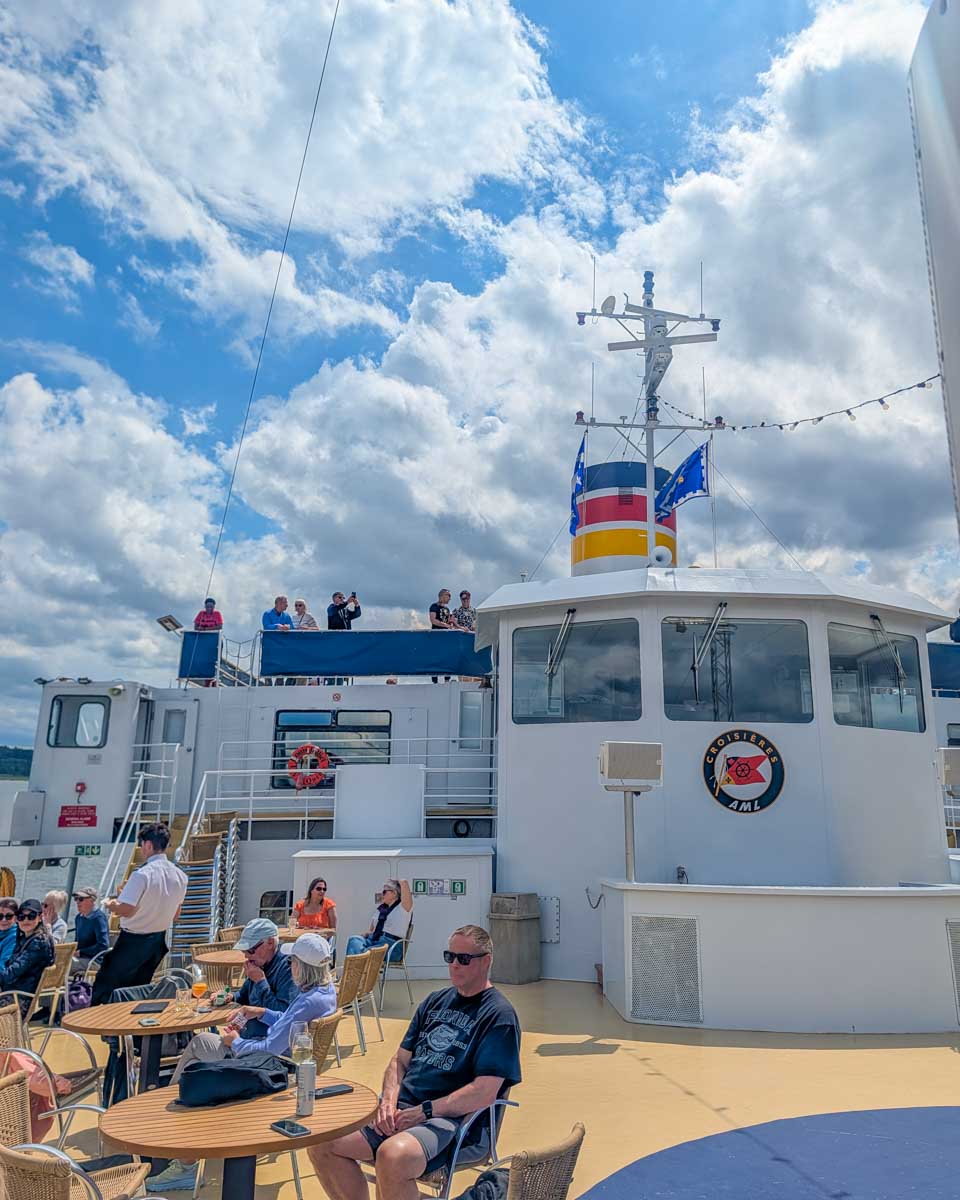 View of the deck and ship on a cruise in Quebec City, Canada