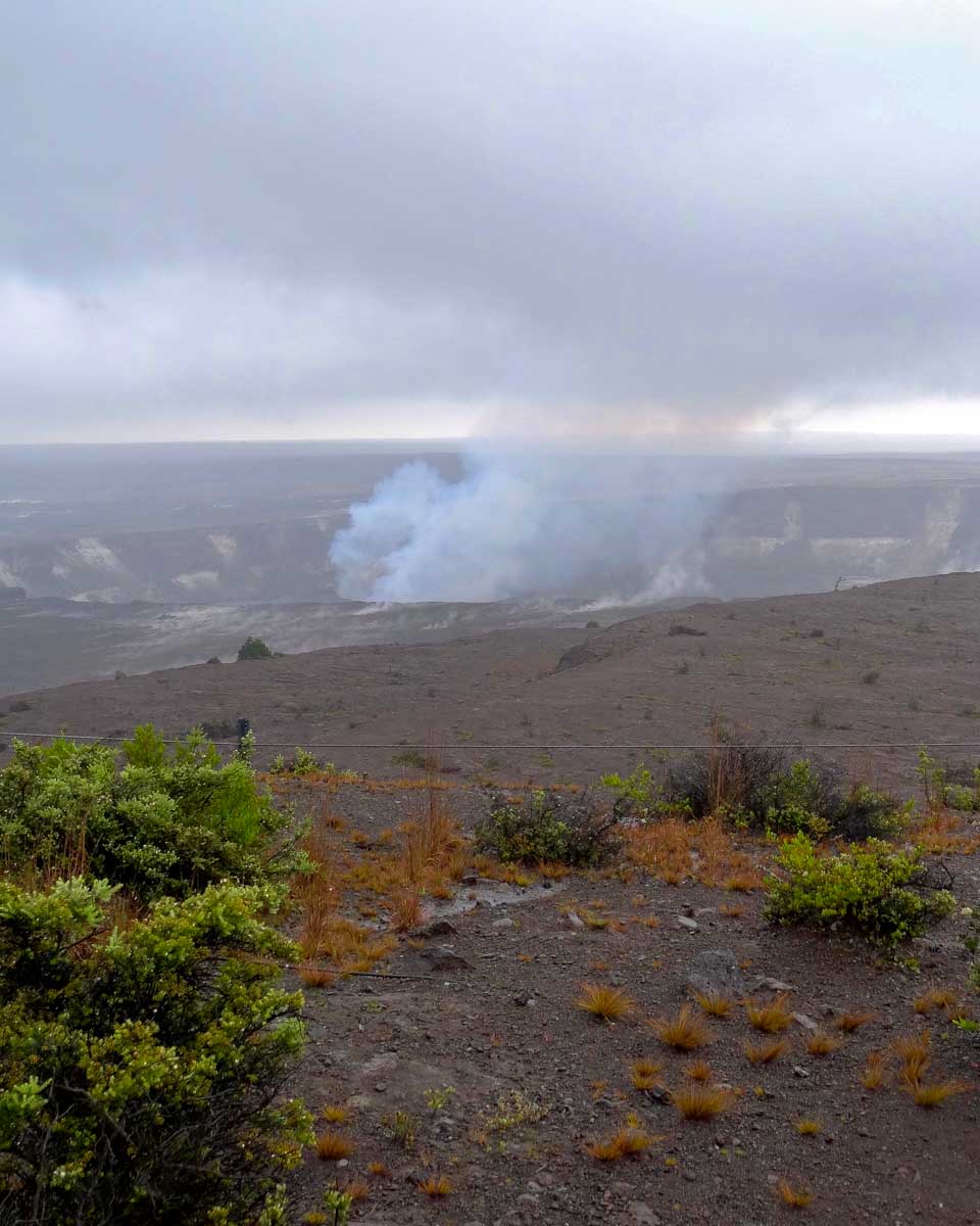 A volcano at Volcanoes National Park on a tour on Big Island Hawaii
