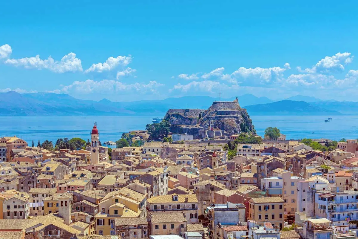 Aerial view from New fortress Kerkyra, Corfu island