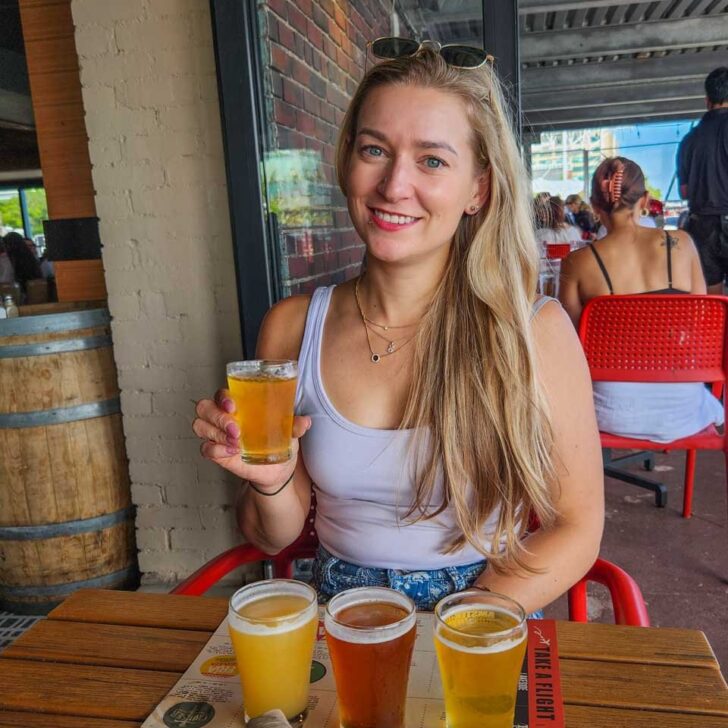 Bailey-drinks-craft-beer-on-a-tour-in-Vancouver-Canada