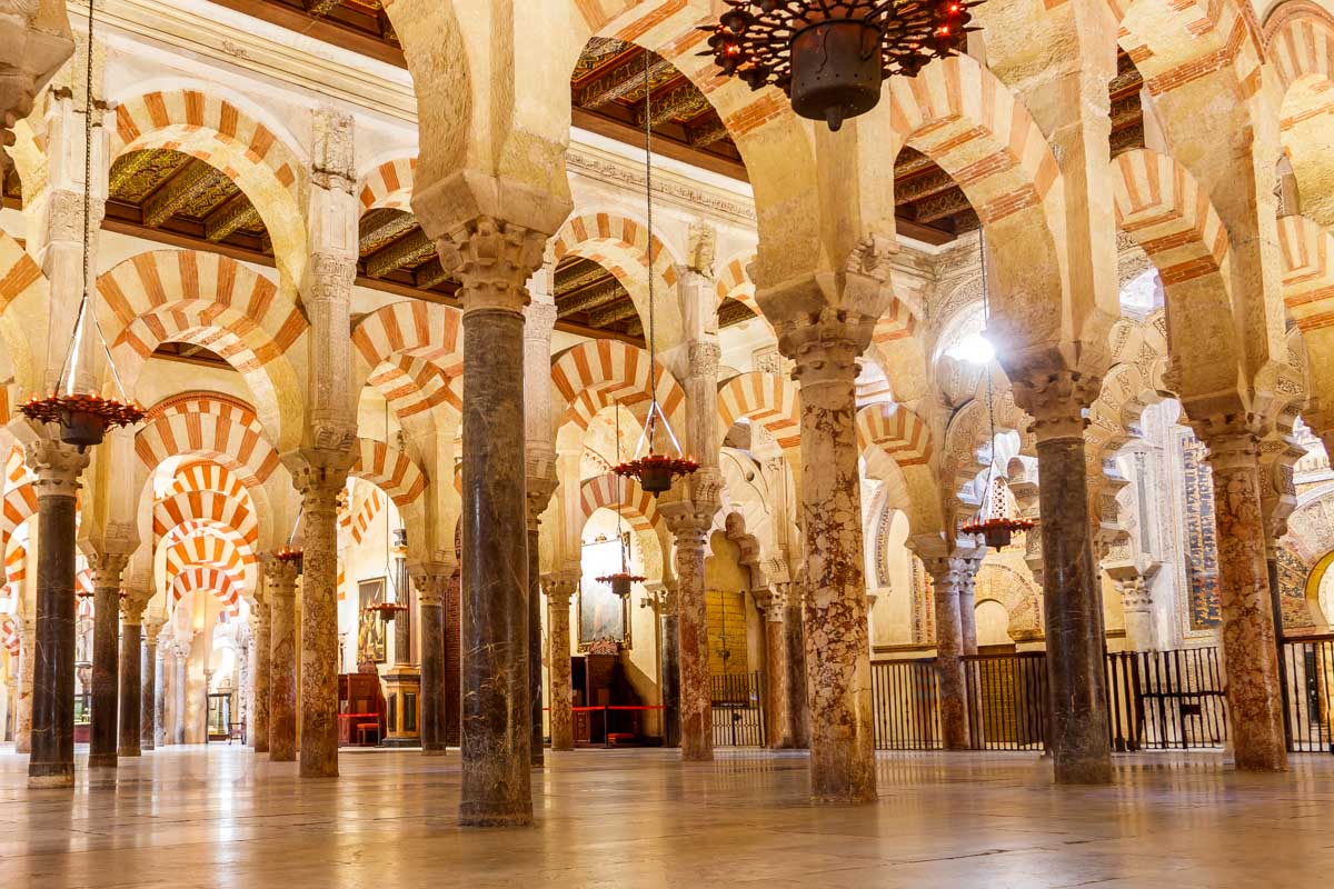 Interior of the Great Mosque-Cathedral in Cordoba Spain 1