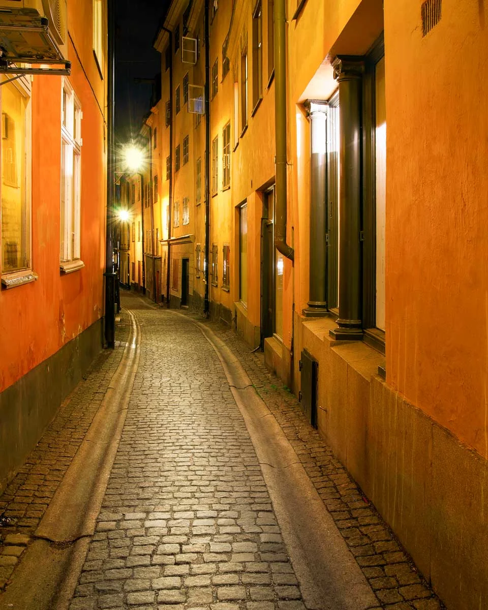 Old Town Stockholm Sweden at night