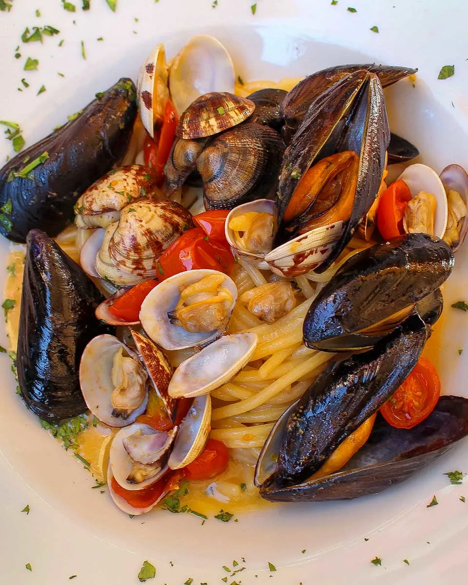 Seafood-pasta-eaten-in-Stockholm Sweden