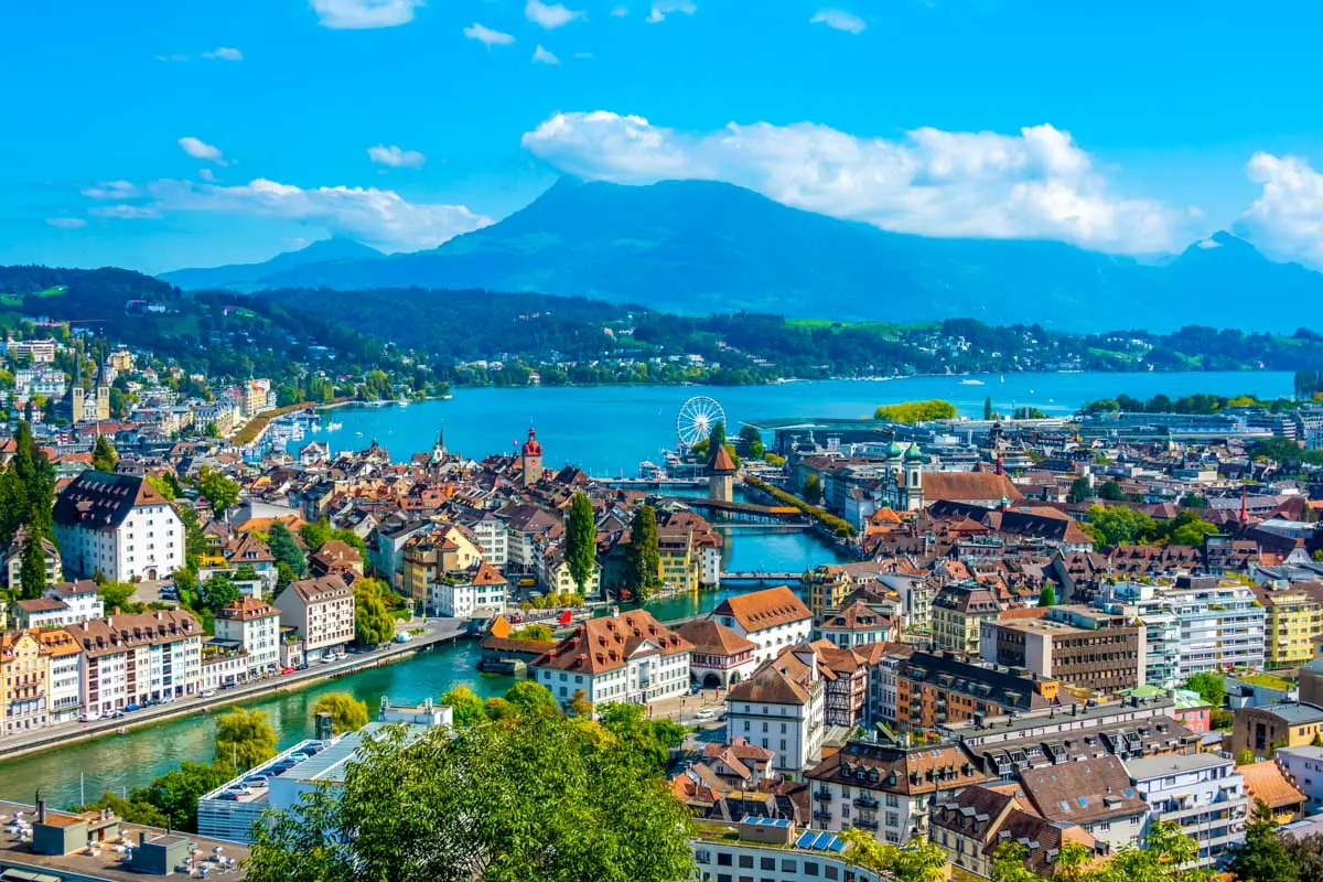 View of Lucerne and Lucerne Lake, Switzerland