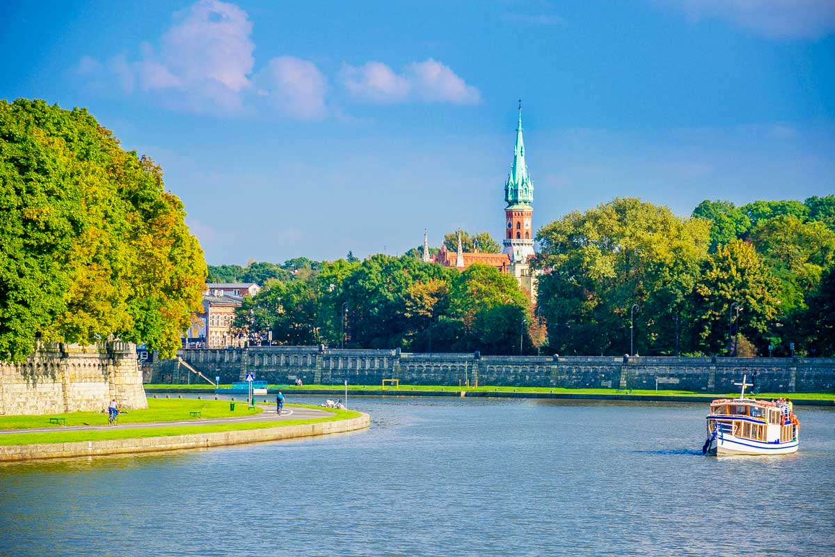Vistula river view in Krakow Poland