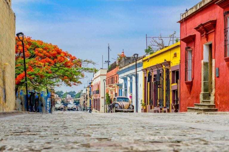 A beautiful street seen in Oaxaca City Mexico