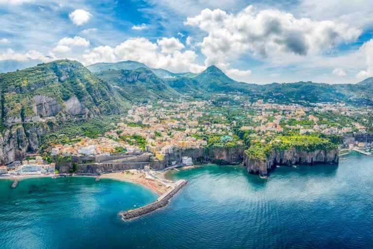 Aerial view of Sorrento city, amalfi coast, Italy