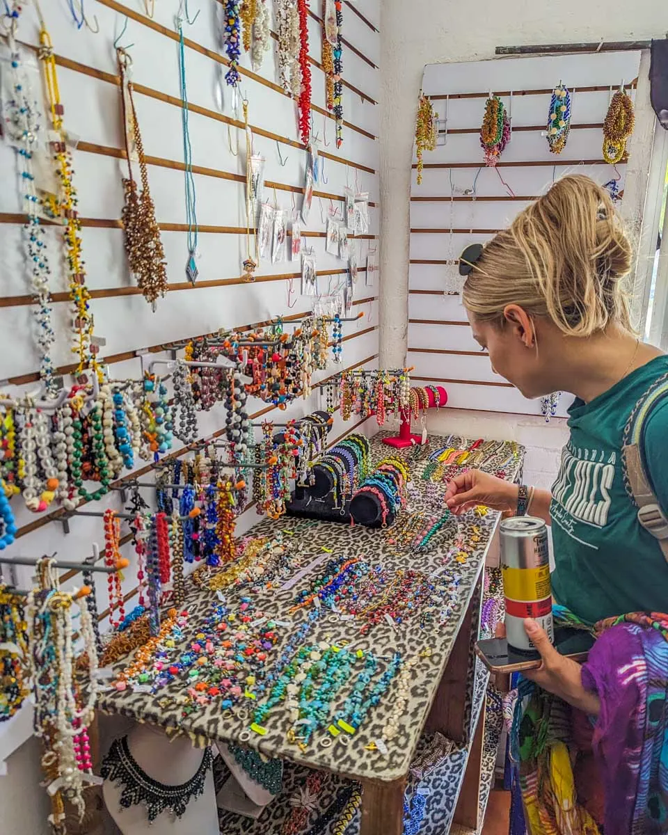 Bailey-shops-at-a-store-in-Tulum Mexico