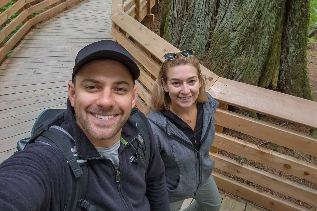 Daniel-and-Bailey-take-a-selfie-while-walking-near Portland Oregon