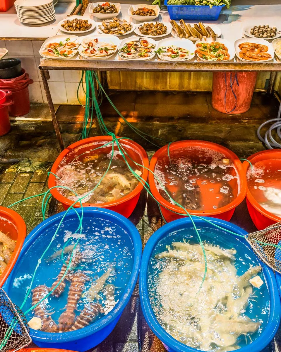 Seafood at Temple Street Night Market in Hong Kong