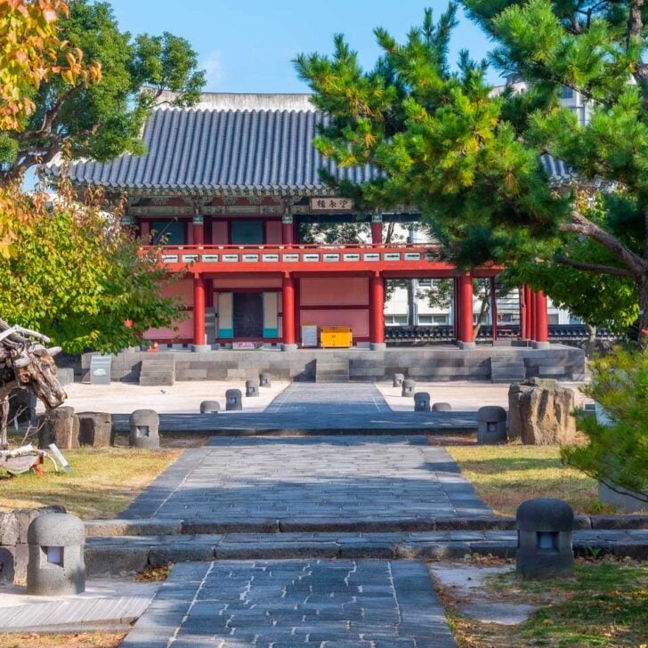 The Gwandeokjeong historical complex in center of Jeju city South Korea