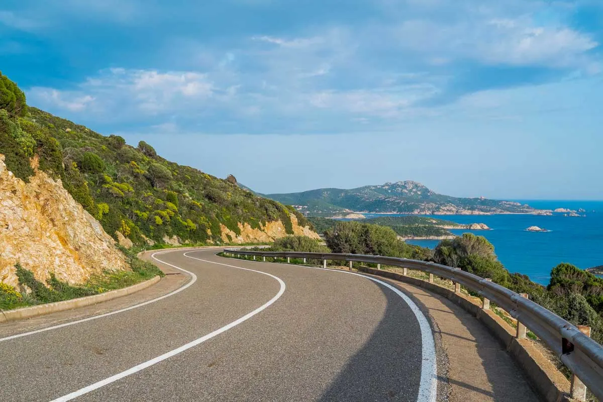 A road along the coast in Sardinia Italy