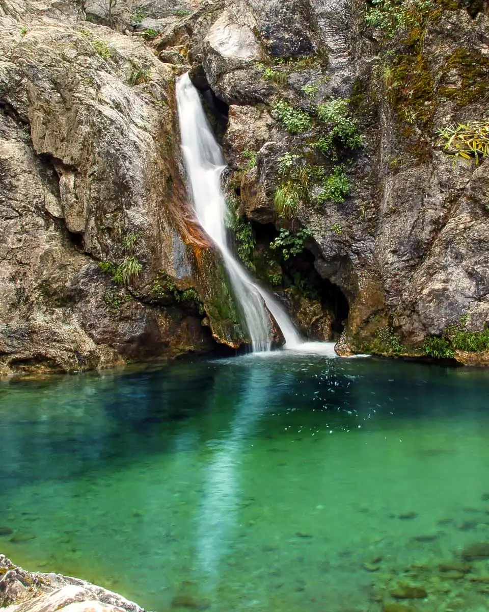 A waterfall in Mount Olympus National Park seen on a tour from Greece