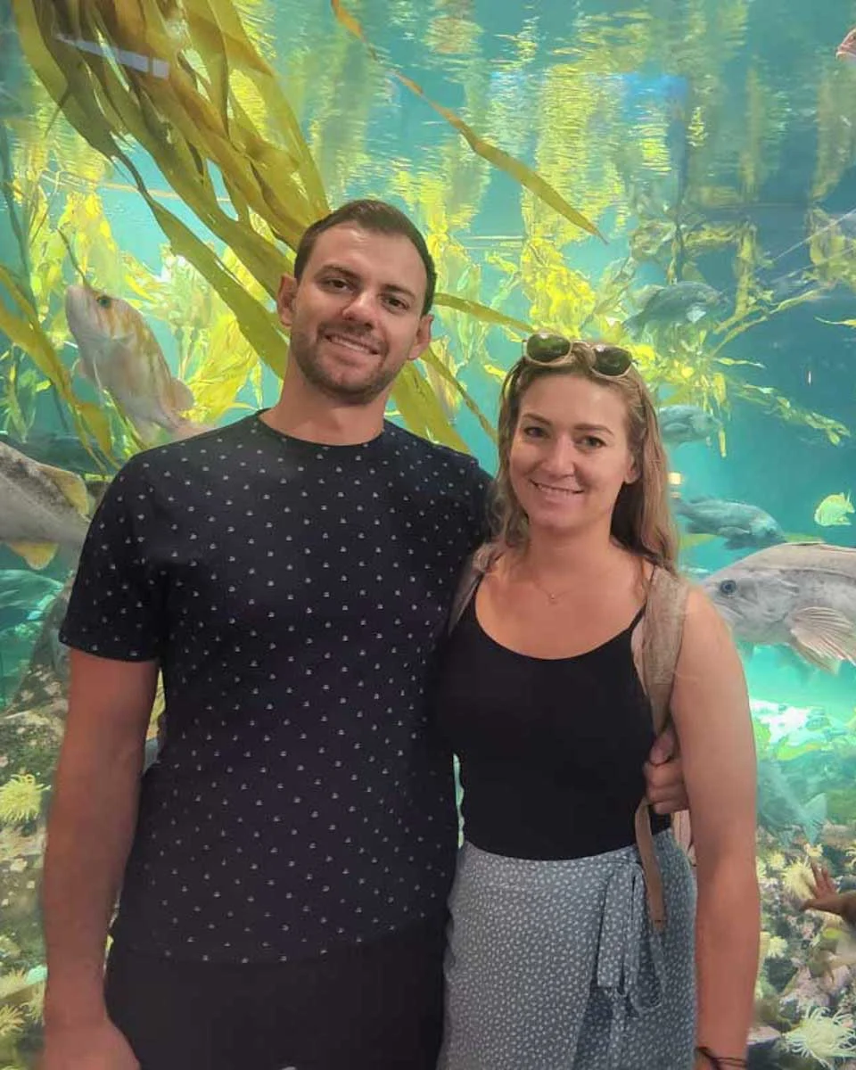 Bailey-and-Daniel-pose-for-a-photo-at-the Aquarium Rhodes Greece
