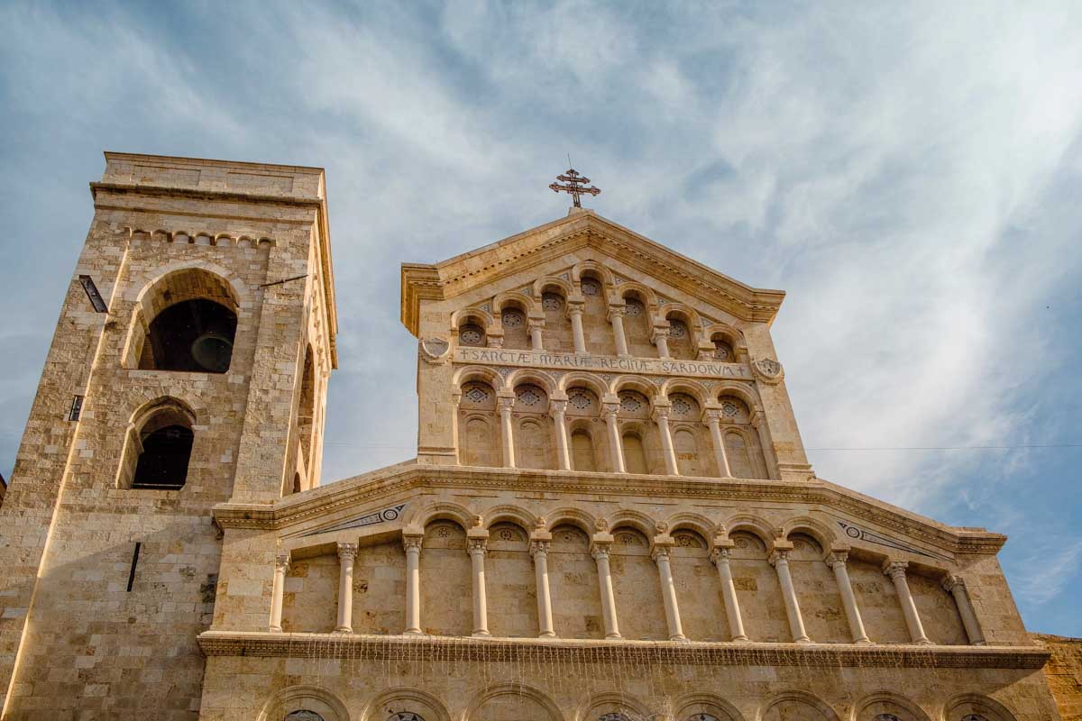 Cagliari Cathedral, Cattedrale di Santa Maria seen on a bike tour in Sardinia Italy