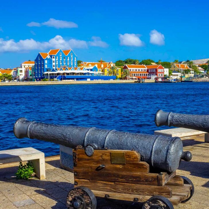 Canons and colored buildings in Curacao
