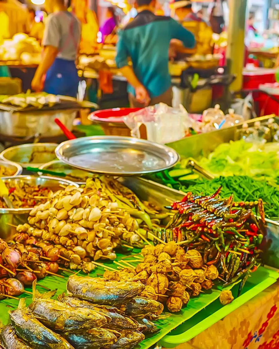Food at a night market in Phuket Thailand