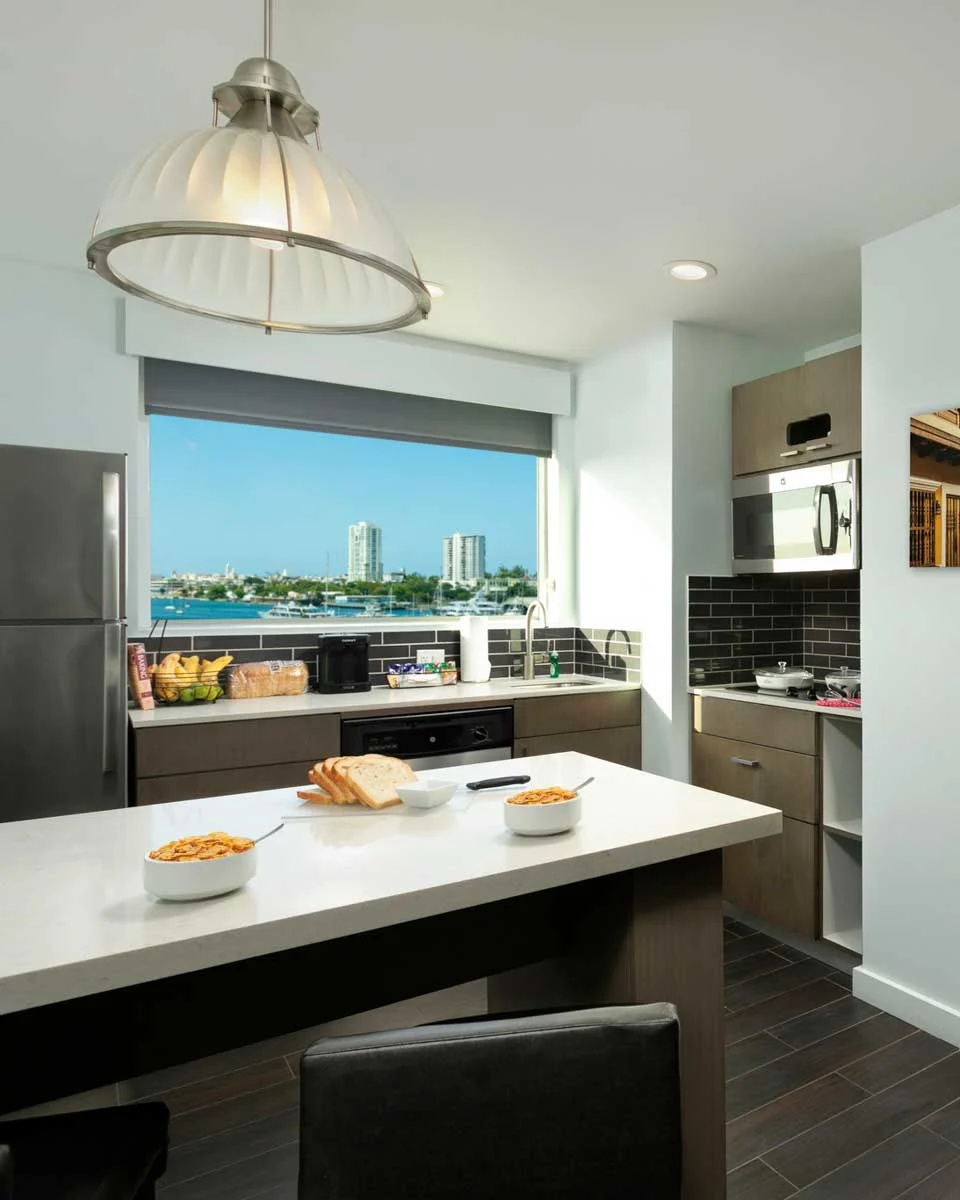 Kitchen in a suite at Hyatt House San Juan