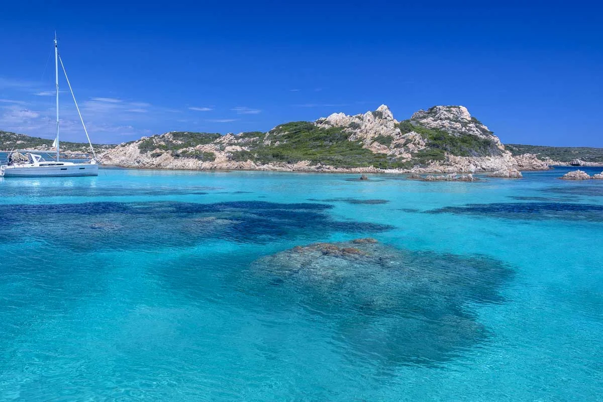 La Maddalena Archipelago seen on a cruise from Sardinia Italy