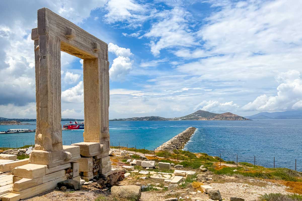 Looking at Portara on a cloudy day in Naxos Greece on Hannahs trip 2