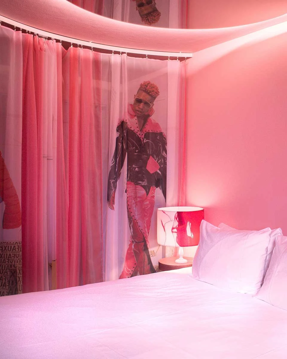 One of the fashion themed rooms at Hotel The Exchange in Amsterdam