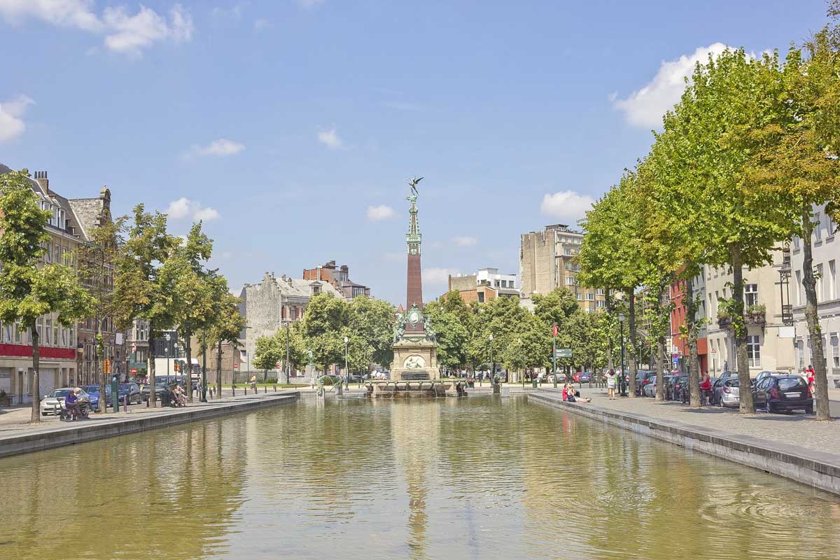 Sainte-Catherine's Square seen on a bike tour of Brussels Belgium